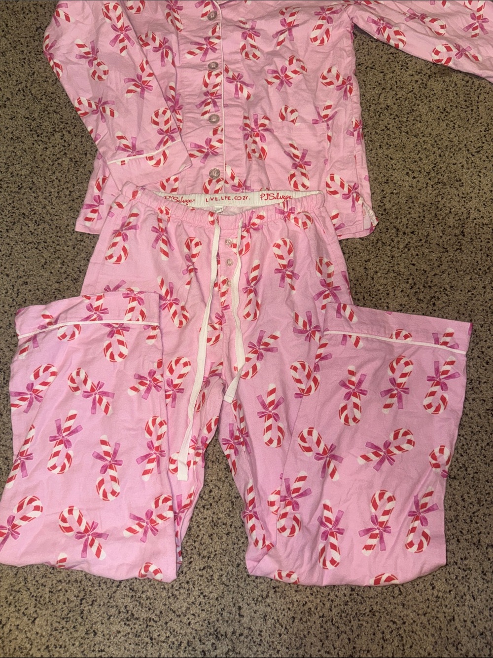PJ Salvage Sweeter Than Sugar Candy Cane Classic Flannel Pajama Set - Picture 3 of 5